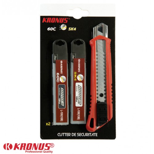 7556/12AS Cutter  KRONUS 18 mm + Set 10 lame schimb pentru cutter C60+ Set 10 lame schimb pentru cutter SK4