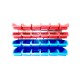 Panou metalic orizontal cu 24 cutii organizare rosii/albastre, 630x380x15 mm